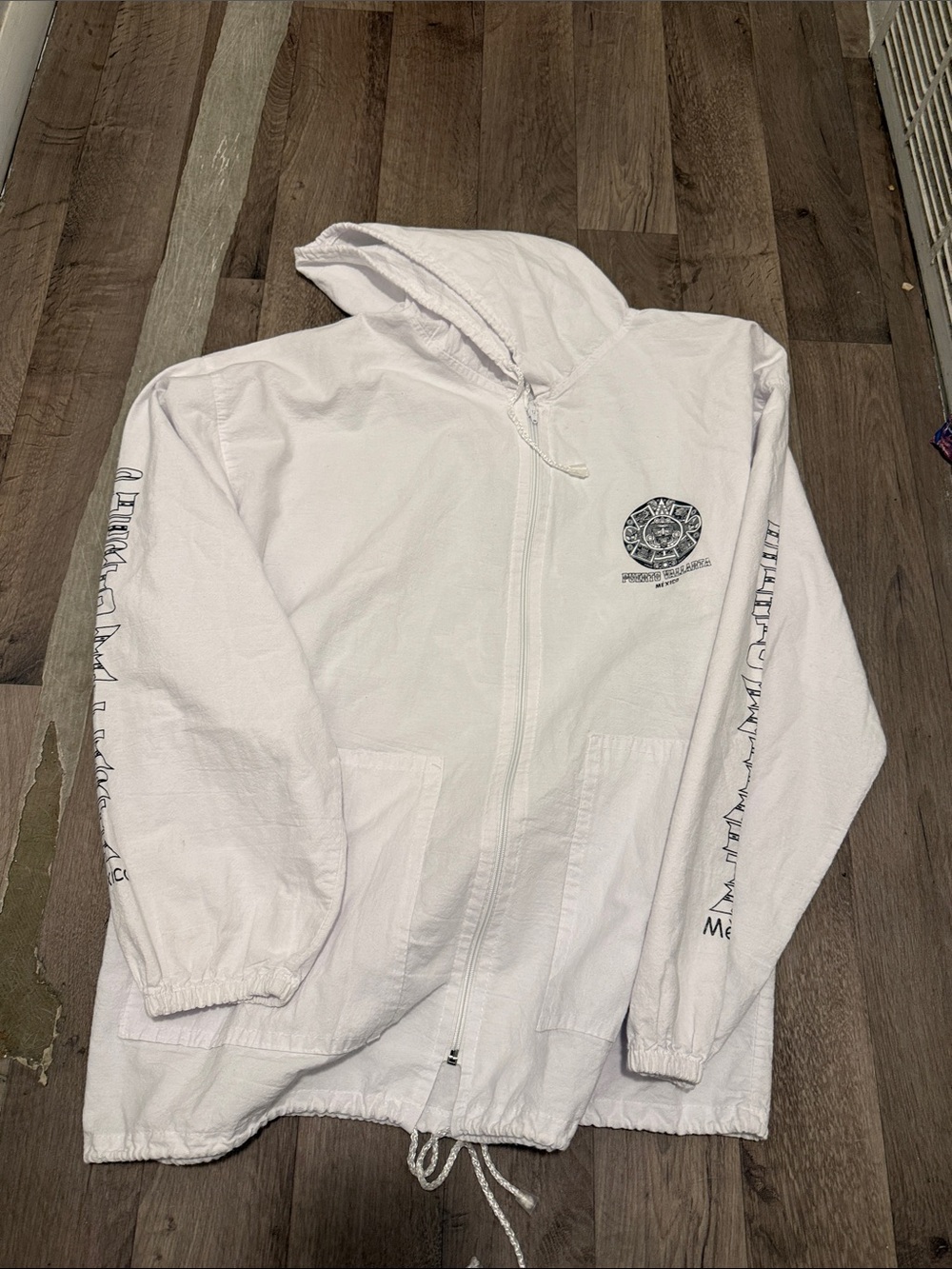 New Era White Zip-Up Hooded Jacket with Sleeve Graphics